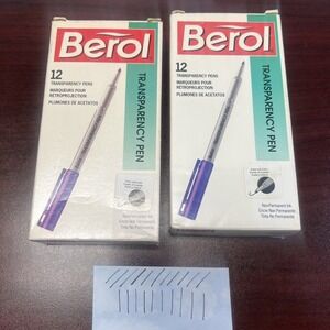 Lot Of 2 VTG Berol Transparency Pens Black Non-permanent 1992‎ New Old Stock